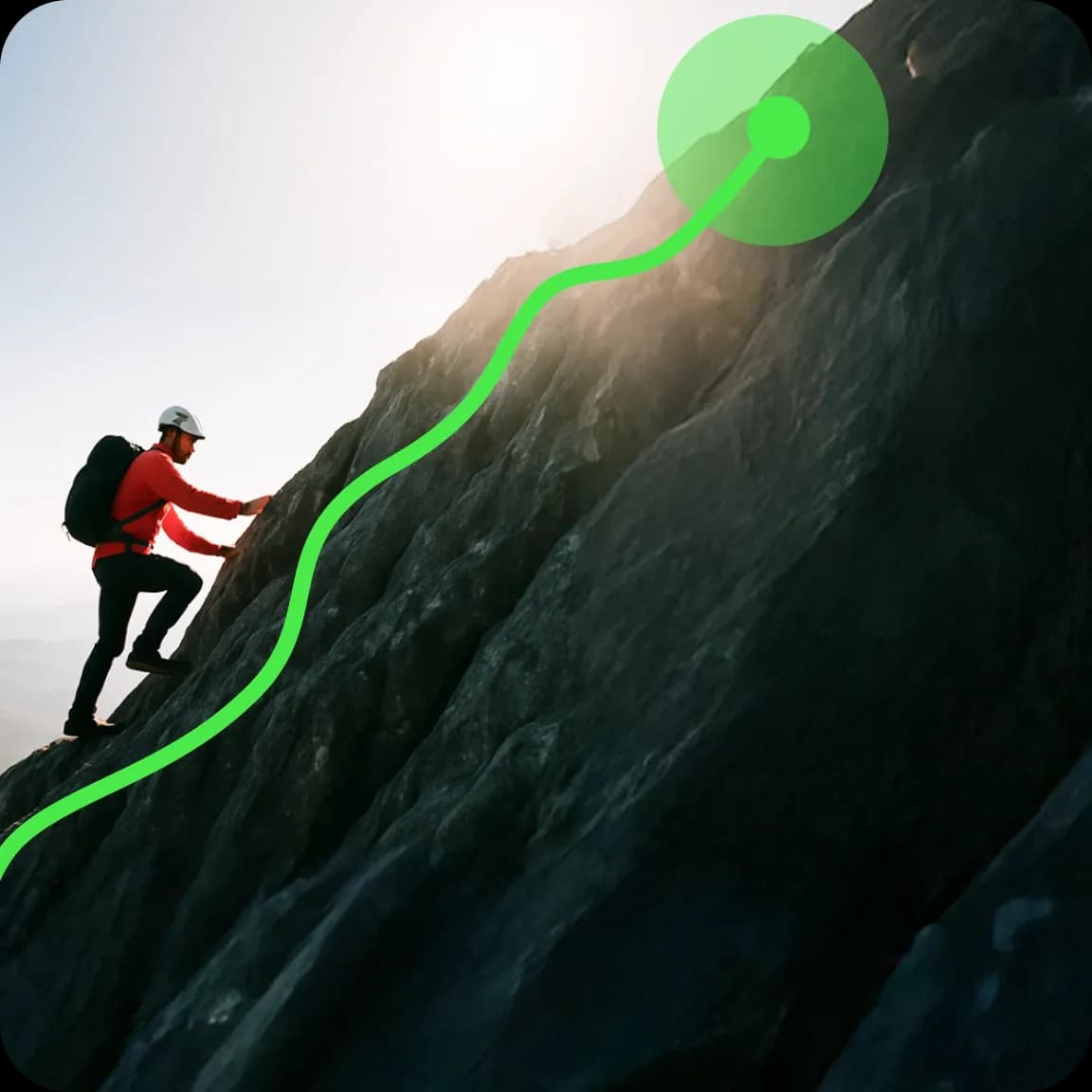 Investor climbing uphill with a marked growth path, symbolising investing in mutual funds focused on established large cap companies.